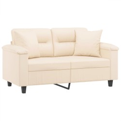 Canapé 2 places avec oreillers beige 120 cm tissu microfibre 