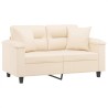 Canapé 2 places avec oreillers beige 120 cm tissu microfibre 