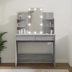 Coiffeuse avec LED Sonoma gris 96x40x142 cm 