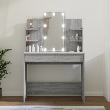 Coiffeuse avec LED Sonoma gris 96x40x142 cm 