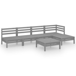Salon de jardin 6 pcs Bois de pin massif Gris 