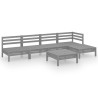 Salon de jardin 6 pcs Bois de pin massif Gris 