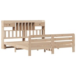 Lit bibliothèque sans matelas 200x200 cm bois massif de pin 
