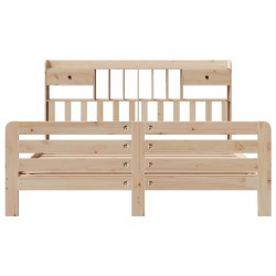 Lit bibliothèque sans matelas 200x200 cm bois massif de pin 
