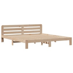 Lit bibliothèque sans matelas 200x200 cm bois massif de pin 