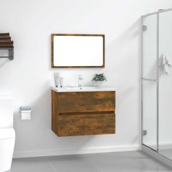 Ensemble de meubles de salle de bain 2 pcs Chêne fumé 