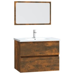 Ensemble de meubles de salle de bain 2 pcs Chêne fumé 