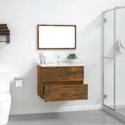 Ensemble de meubles de salle de bain 2 pcs Chêne fumé 