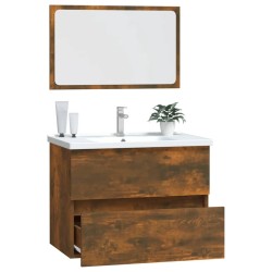 Ensemble de meubles de salle de bain 2 pcs Chêne fumé 
