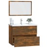 Ensemble de meubles de salle de bain 2 pcs Chêne fumé 