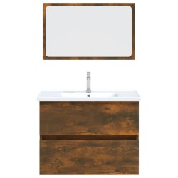 Ensemble de meubles de salle de bain 2 pcs Chêne fumé 