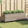 Jardinière et roulettes/3 pots gris 107x32x38 cm résine tressée 