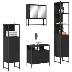 Ensemble de meubles salle de bain 4 pcs noir bois d'ingénierie 