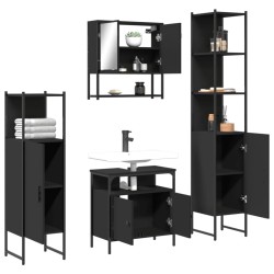 Ensemble de meubles salle de bain 4 pcs noir bois d'ingénierie 