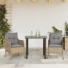 Ensemble à manger de jardin et coussins 3 pcs Beige poly rotin 