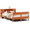 Lit bibliothèque sans matelas cire marron 120x200 cm pin massif 