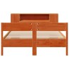 Lit bibliothèque sans matelas cire marron 120x200 cm pin massif 