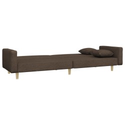 Canapé-lit à 2 places avec deux oreillers taupe tissu 