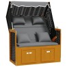 Strandkorb coussin résine tressée bois solide noir anthracite 