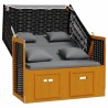 Strandkorb coussin résine tressée bois solide noir anthracite 