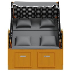 Strandkorb coussin résine tressée bois solide noir anthracite 