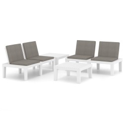 Salon de jardin 4 pcs avec coussins Plastique Blanc 