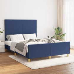 Cadre de lit sans matelas bleu 140x190 cm tissu 