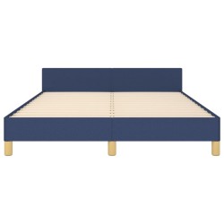 Cadre de lit sans matelas bleu 140x190 cm tissu 