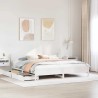 Cadre de lit sans matelas blanc 200x200 cm bois massif de pin 