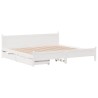 Cadre de lit sans matelas blanc 200x200 cm bois massif de pin 