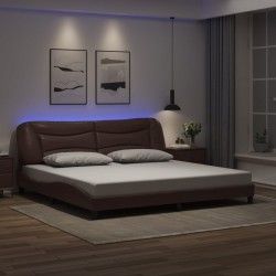 Cadre de lit avec LED sans matelas marron 200x200 cm 