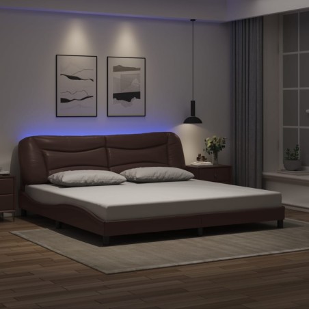Cadre de lit avec LED sans matelas marron 200x200 cm 