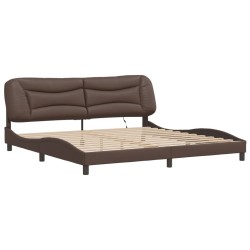 Cadre de lit avec LED sans matelas marron 200x200 cm 
