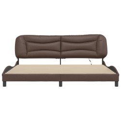 Cadre de lit avec LED sans matelas marron 200x200 cm 