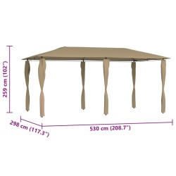Belvédère avec revêtement de poteaux 2,98x5,3x2,59 m 160 g/m² 