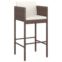 Meubles de bar de jardin 3pcs et coussins Résine tressée Marron 