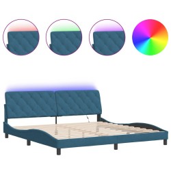 Cadre de lit avec lumières LED bleu 200x200 cm velours 