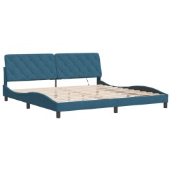 Cadre de lit avec lumières LED bleu 200x200 cm velours 