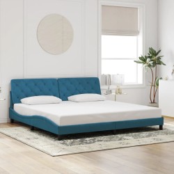 Cadre de lit avec lumières LED bleu 200x200 cm velours 