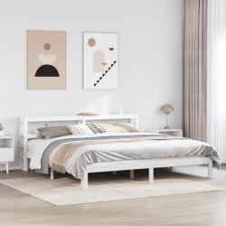 Cadre de lit avec tête de lit sans matelas blanc 200x200 cm 