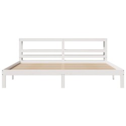 Cadre de lit avec tête de lit sans matelas blanc 200x200 cm 