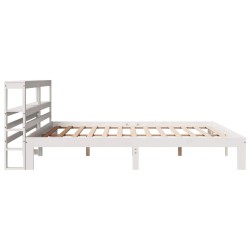 Cadre de lit avec tête de lit sans matelas blanc 200x200 cm 