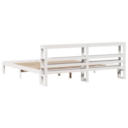 Cadre de lit avec tête de lit sans matelas blanc 200x200 cm 