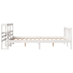 Cadre de lit avec tête de lit sans matelas blanc 160x200 cm 