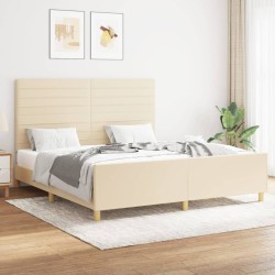 Cadre de lit sans matelas crème 160x200 cm tissu 