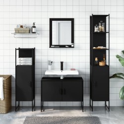 Ensemble d’armoires salle de bain 4 pcs noir bois d'ingénierie 