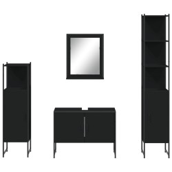 Ensemble d’armoires salle de bain 4 pcs noir bois d'ingénierie 