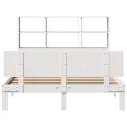Lit bibliothèque sans matelas blanc 120x190 cm bois pin massif 