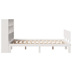 Lit bibliothèque sans matelas blanc 120x190 cm bois pin massif 