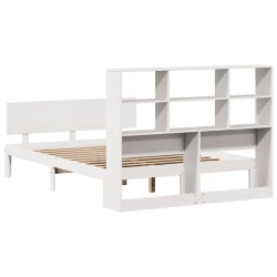 Lit bibliothèque sans matelas blanc 120x190 cm bois pin massif 